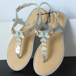 White Line Embellished Jelly Sandal Silver size 7
